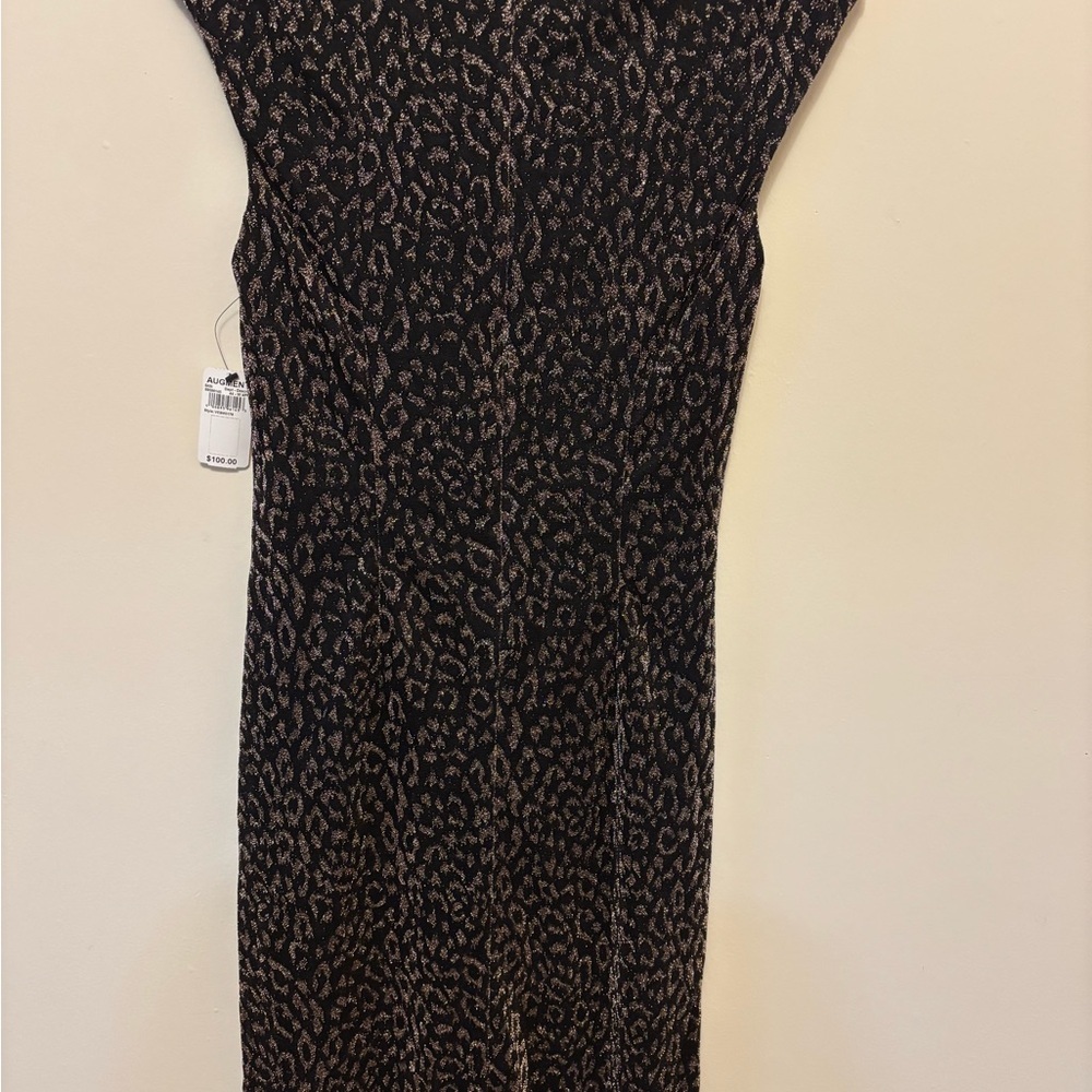 Vince Camuto Black and Gold Ruched Asymmetrical Sheath Dress - Picture 4 of 12